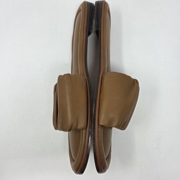 J. CREW Menorca Scrunchie-Strap Slides Women’s 9.5 Leather Brown Cognac Ruched - Picture 6 of 10